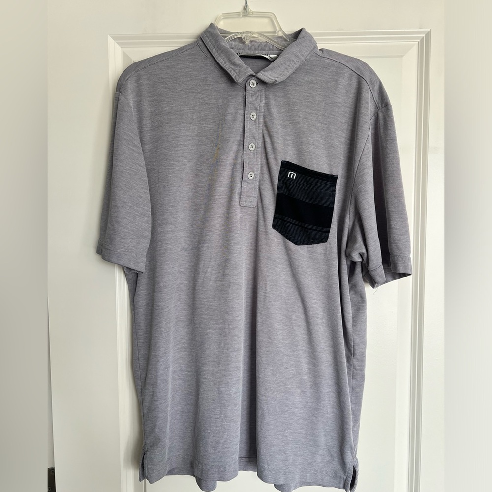 Travis Mathew Gray Men's Performance Golf Polo Shirt Size L